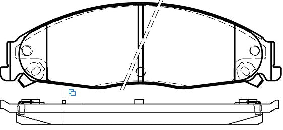 HMOE HD265 brake pad reference drawing from HMOE fitment sheet