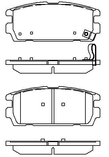 HMOE HD405 brake pad reference drawing from HMOE fitment sheet
